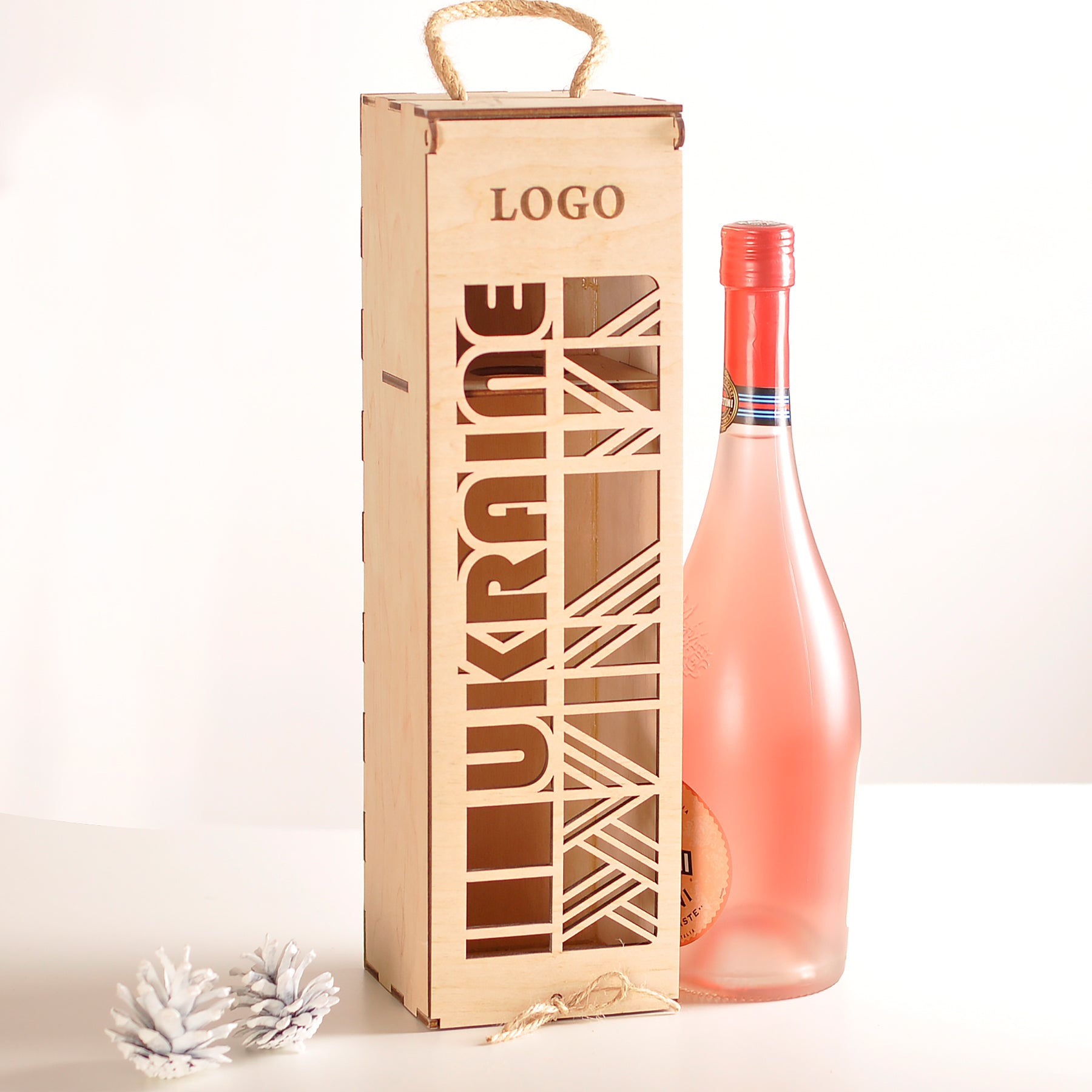 Подарункова дерев'яна коробка для шампанського AL234